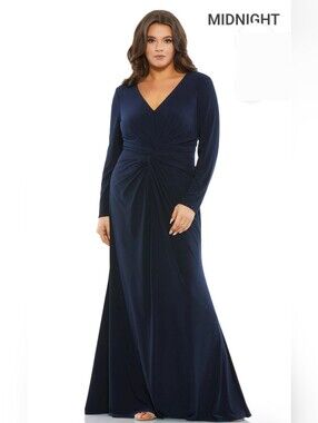 Mac Duggal Gown, NEW!Size 14W, Midnight Blue, Twist Accent